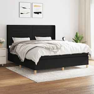 Box spring postel s matrací černá 160x200 cm textil - obrázek 1