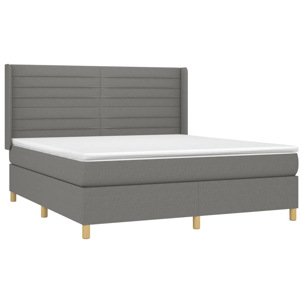 vidaXL Boxspring met matras stof donkergrijs 180x200 cm afbeelding
