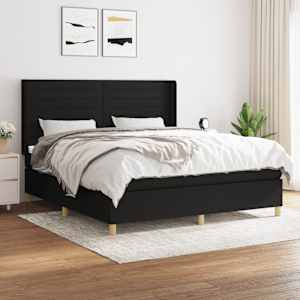 Box spring postel s matrací černá 180x200 cm textil - obrázek 1
