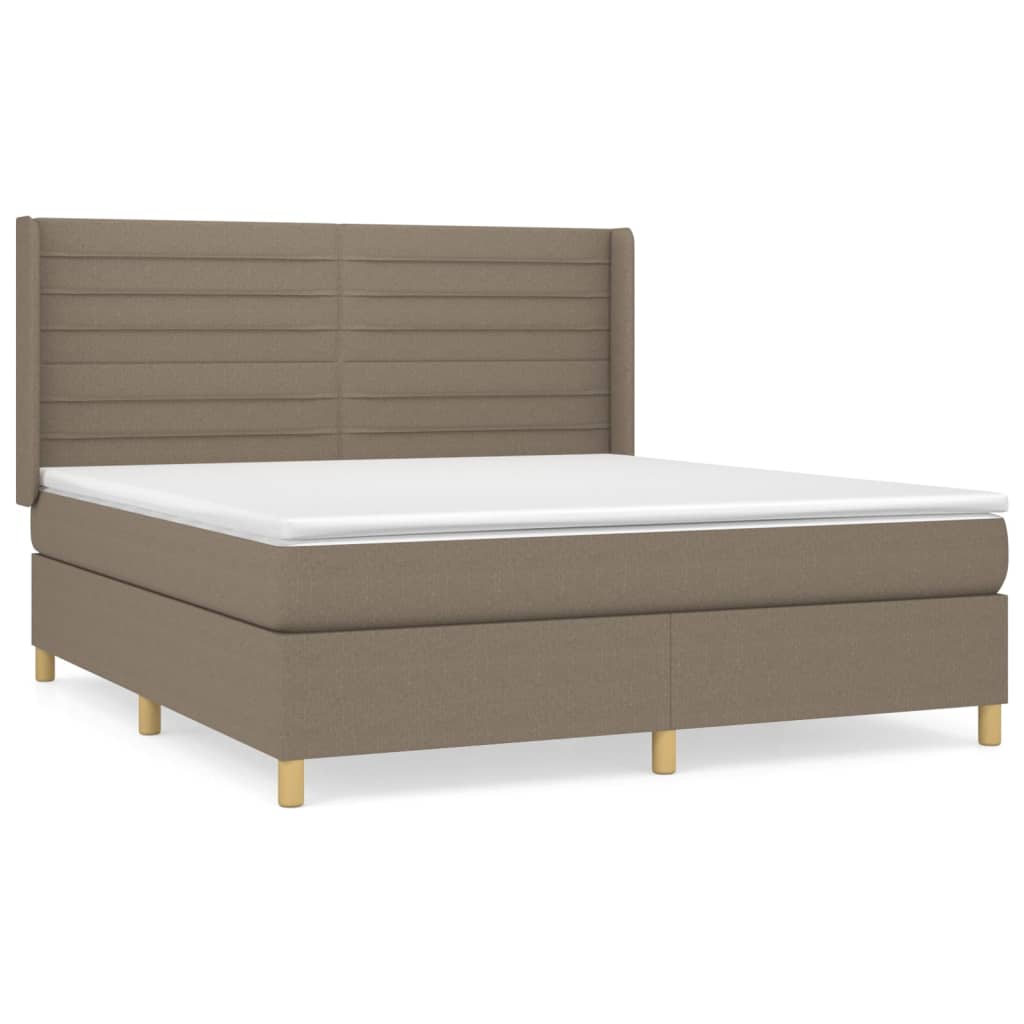 vidaXL Box spring postelja z vzmetnico taupe 180x200 cm blago