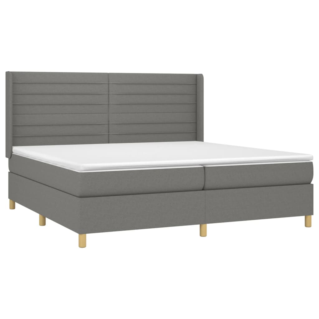 Box spring postelja z vzmetnico temno siva 200x200 cm blago