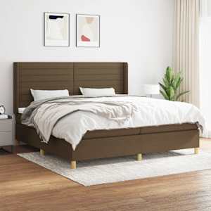 Box spring postel s matrací tmavě hnědá 200x200 cm textil - obrázek 1