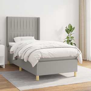 Box spring postel s matrací světle šedá 80 x 200 cm textil - obrázek 1