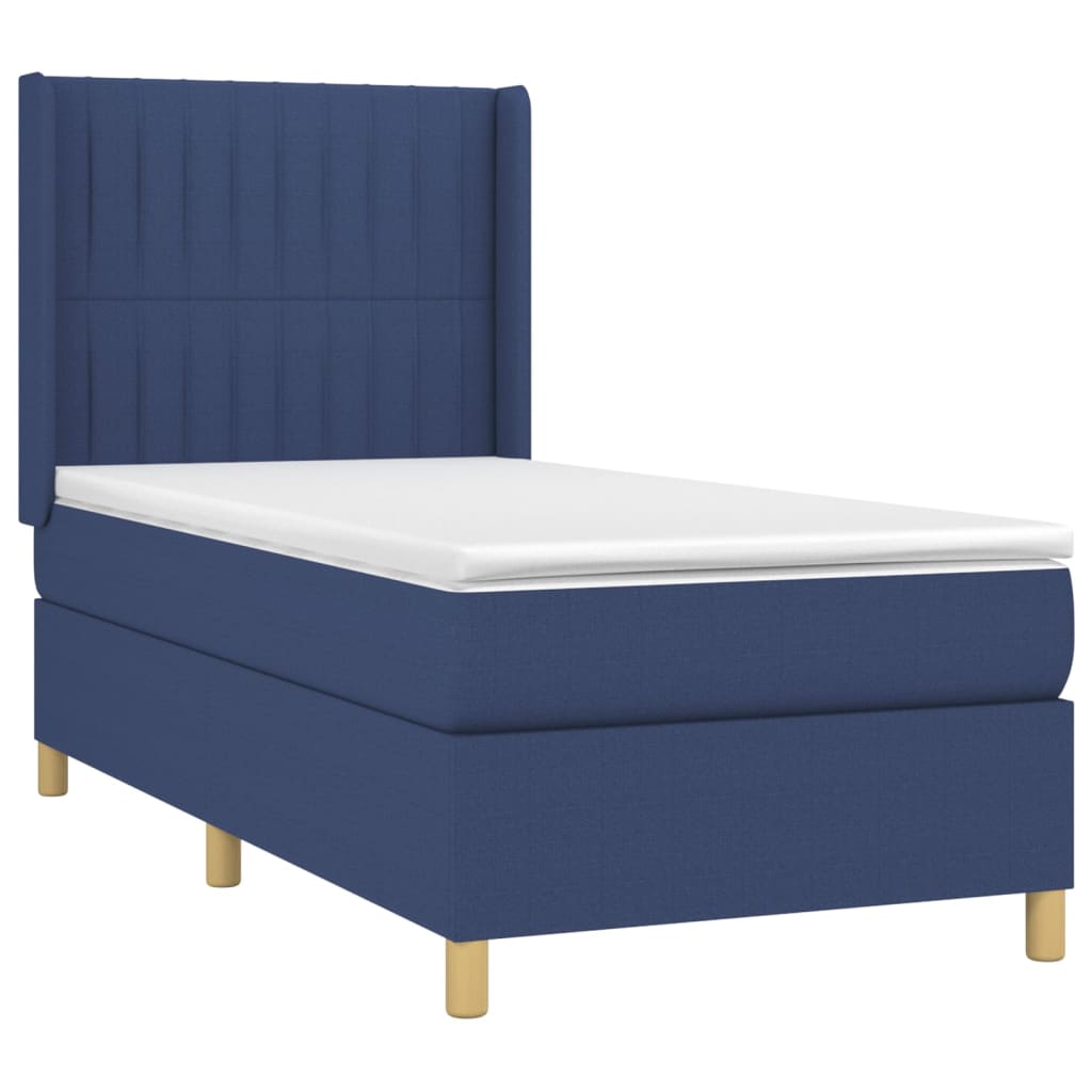 vidaXL Boxspring met matras stof blauw 80x200 cm afbeelding