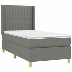 Box spring postel s matrací tmavě šedá 90x190 cm textil - obrázek 3