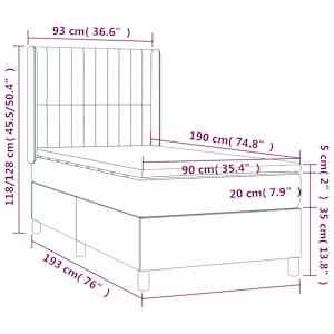 Box spring postel s matrací tmavě šedá 90x190 cm textil - obrázek 7