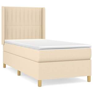 Box spring postel s matrací krémová 90x190 cm textil - obrázek 2
