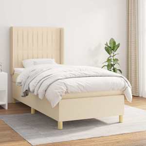 Box spring postel s matrací krémová 90x190 cm textil - obrázek 1