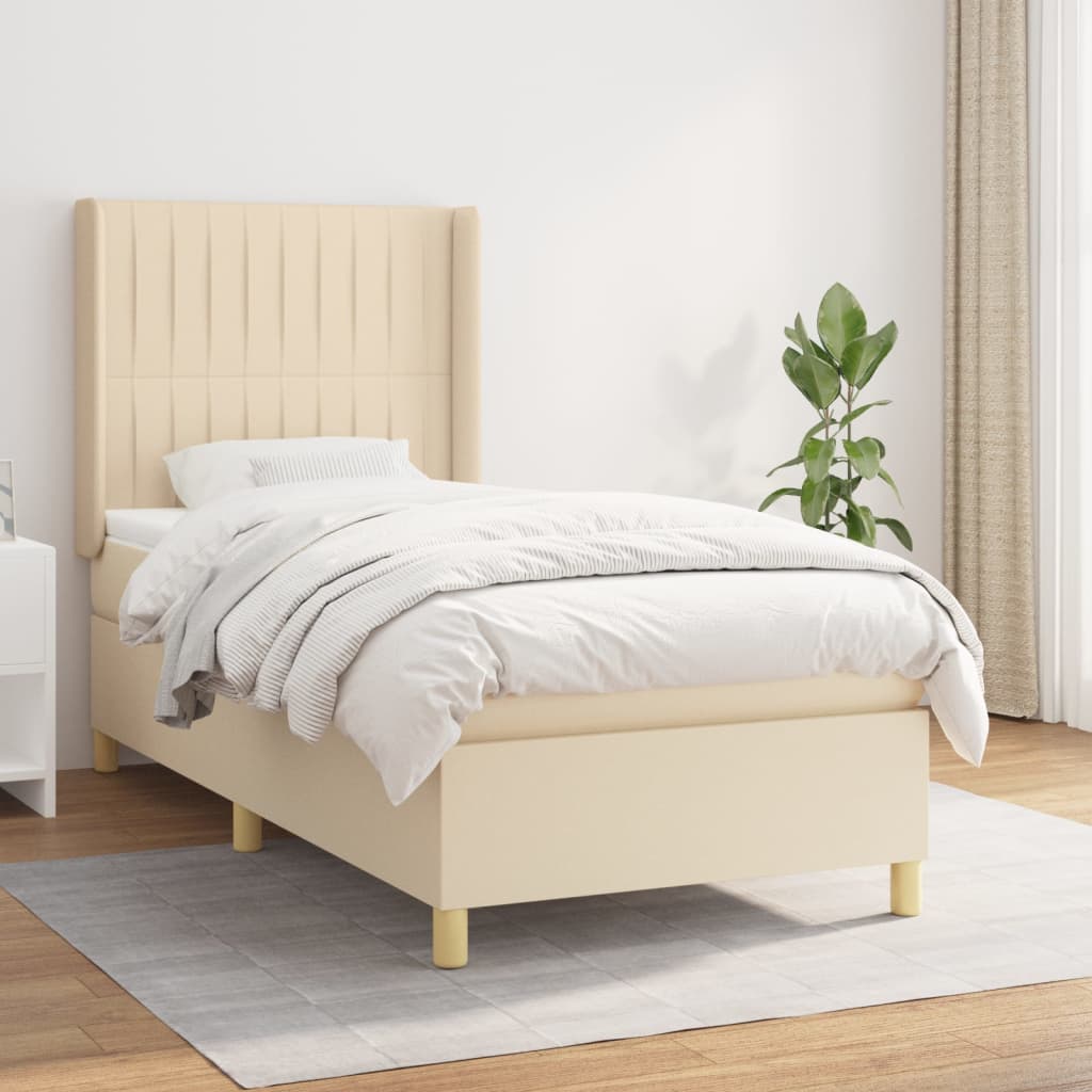 Boxspringbett mit Matratze Creme 100×200 cm Stoff