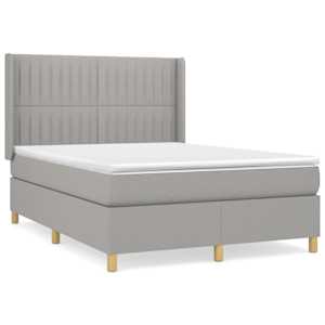 Box spring postel s matrací světle šedá 140 x 190 cm textil - obrázek 2