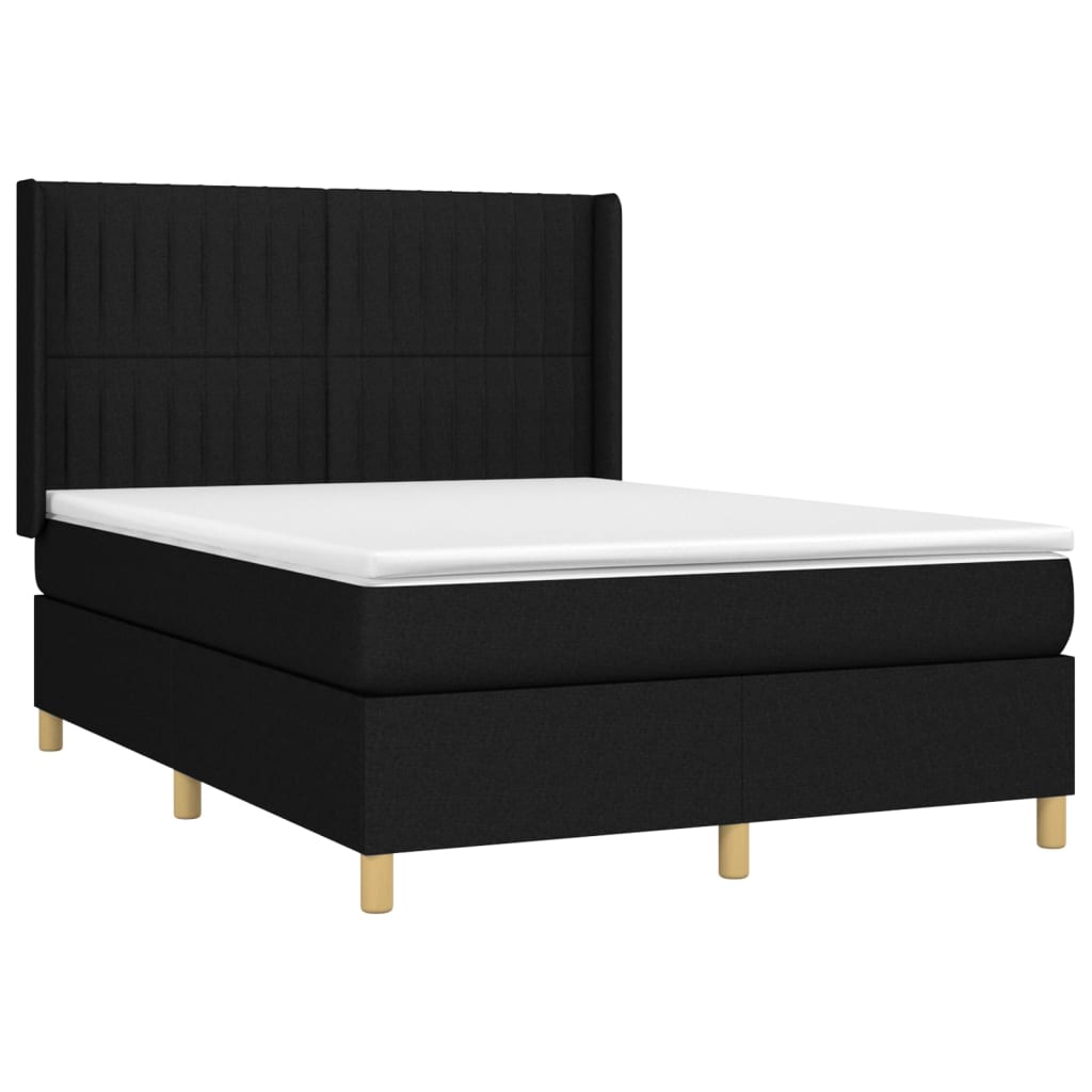 vidaXL Boxspring met matras stof zwart 140x190 cm afbeelding