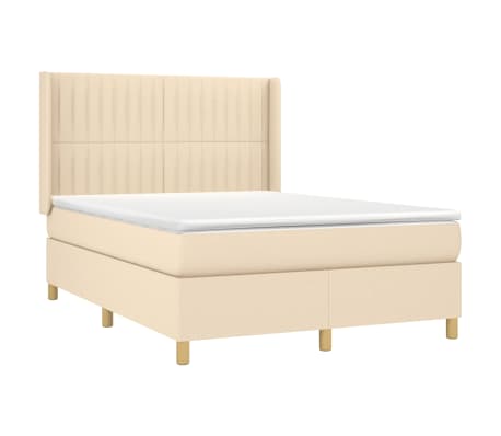 vidaXL Boxspringbett mit Matratze Creme 140x190 cm Stoff