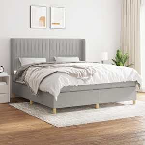 Box spring postel s matrací světle šedá 160 x 200 cm textil - obrázek 1