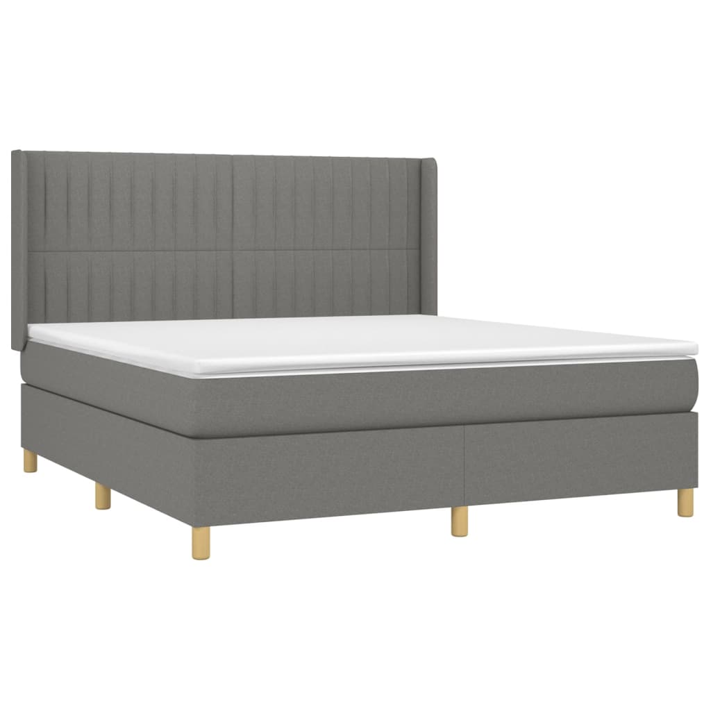 vidaXL Boxspring met matras stof donkergrijs 160x200 cm afbeelding