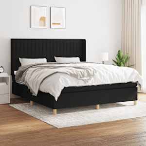 Box spring postel s matrací černá 160x200 cm textil - obrázek 1
