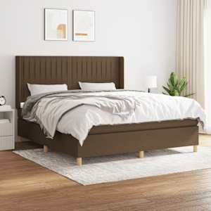 Box spring postelja z vzmetnico temno rjava 160x200 cm blago