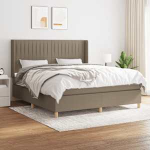 Box spring postel s matrací taupe 160x200 cm textil - obrázek 1