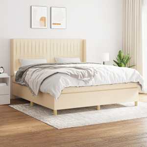 Box spring postel s matrací krémová 160x200 cm textil - obrázek 1