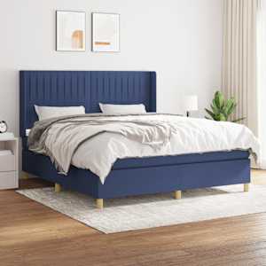 Box spring postel s matrací modrá 160x200 cm textil - obrázek 1