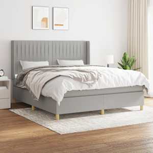 Box spring postel s matrací světle šedá 180 x 200 cm textil - obrázek 1