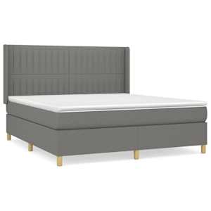 Box spring postel s matrací tmavě šedá 180x200 cm textil - obrázek 2