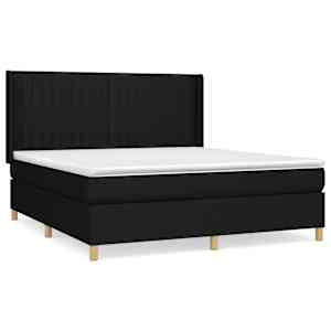 Box spring postel s matrací černá 180x200 cm textil - obrázek 2