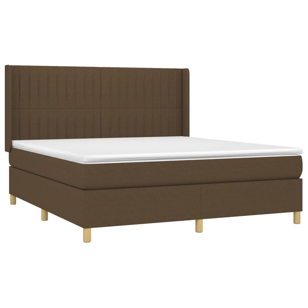vidaXL Boxspring met matras stof donkerbruin 180x200 cm afbeelding