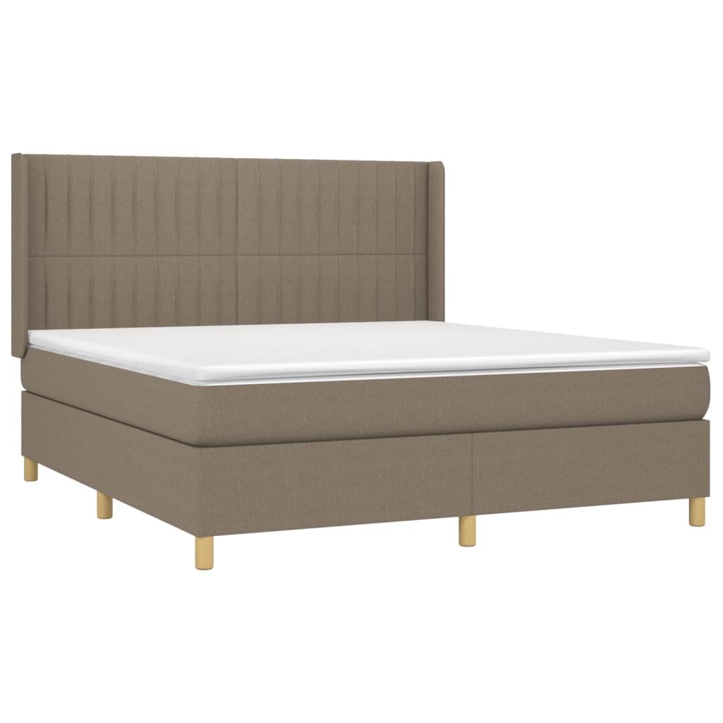 vidaXL Boxspring met matras stof taupe 180x200 cm afbeelding