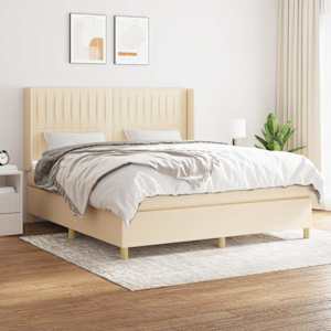 Box spring postel s matrací krémová 180x200 cm textil - obrázek 1