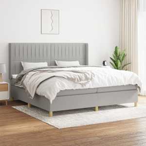 Box spring postel s matrací světle šedá 200 x 200 cm textil - obrázek 1