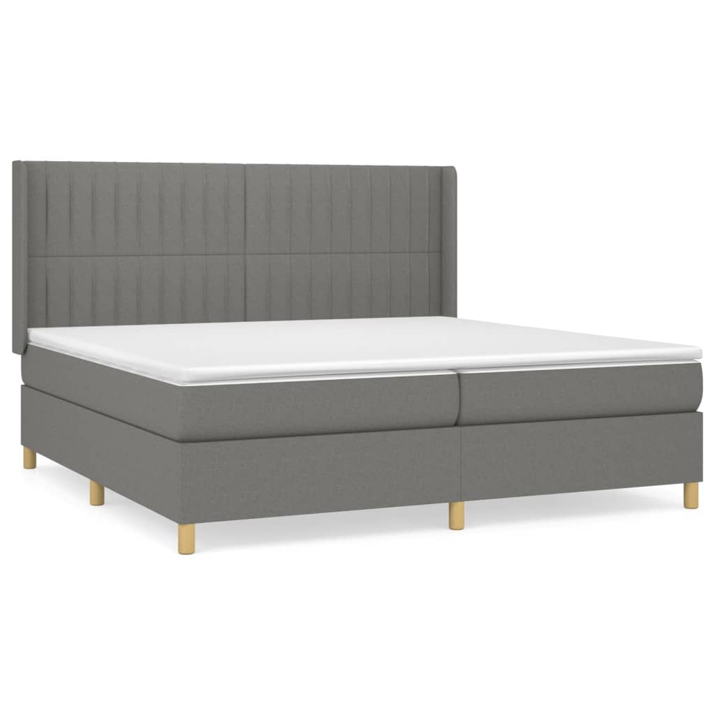 vidaXL Box spring postelja z vzmetnico temno siva 200x200 cm blago