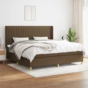 Box spring postel s matrací tmavě hnědá 200x200 cm textil - obrázek 1