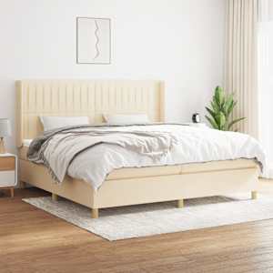 Box spring postel s matrací krémová 200x200 cm textil - obrázek 1
