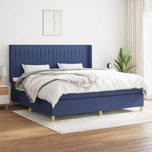Box spring postel s matrací modrá 200x200 cm textil - obrázek 1