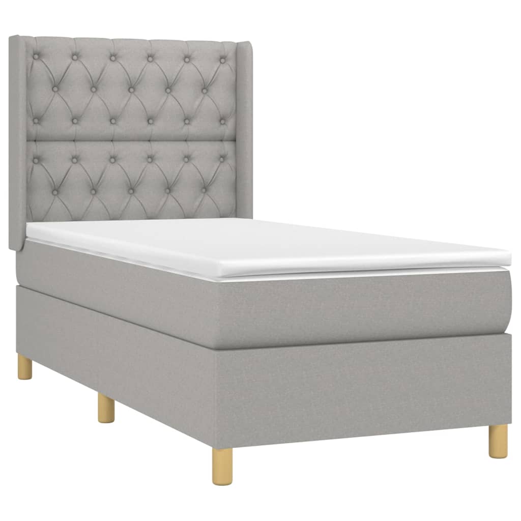 vidaXL Boxspring met matras stof lichtgrijs 80x200 cm afbeelding
