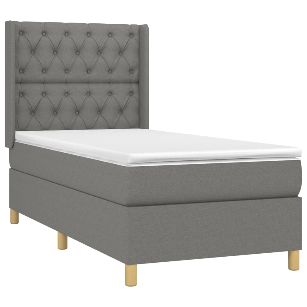 vidaXL Boxspring met matras stof donkergrijs 80x200 cm afbeelding