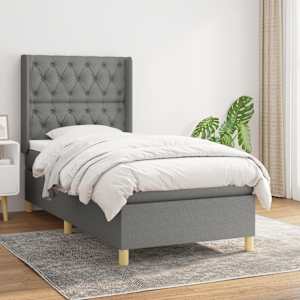 Box spring postel s matrací tmavě šedá 80 x 200 cm textil - obrázek 1