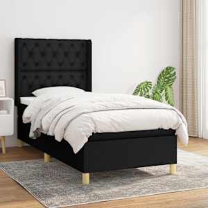 Box spring postel s matrací černá 80 x 200 cm textil - obrázek 1