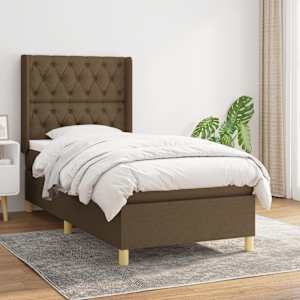 Box spring postel s matrací tmavě hnědá 80x200 cm textil - obrázek 1