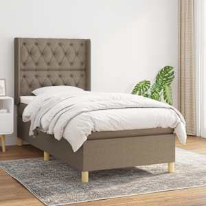 Box spring postelja z vzmetnico taupe 80x200 cm blago
