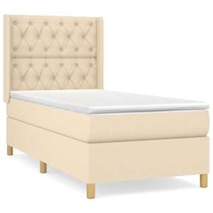 Box spring postel s matrací krémová 80 x 200 cm textil - obrázek 2