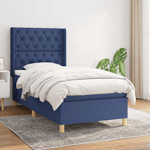 Box spring postel s matrací modrá 80x200 cm textil - obrázek 1