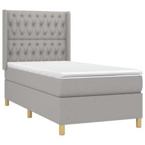 Box spring postel s matrací světle šedá 90x190 cm textil - obrázek 3