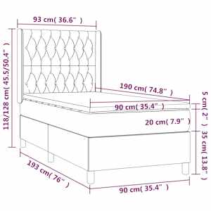Box spring postel s matrací černá 90x190 cm textil - obrázek 7