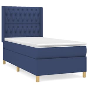 Box spring postel s matrací modrá 90x190 cm textil - obrázek 2