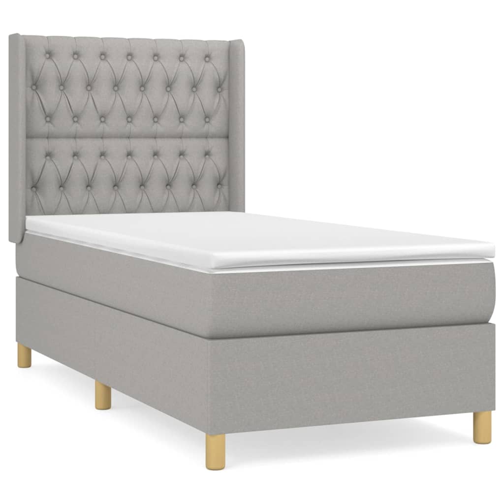 Thumbnail - vidaXL Boxspringbett mit Matratze Hellgrau 90x200 cm Stoff