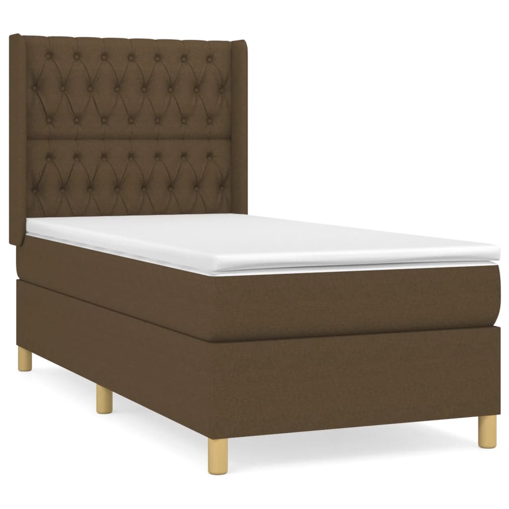 vidaXL Boxspring met matras stof donkerbruin 90x200 cm