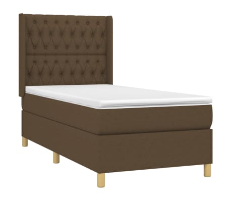 vidaXL Κρεβάτι Boxspring με Στρώμα Σκούρο Καφέ 100x200 εκ. Υφασμάτινο