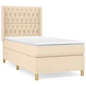 Box spring postel s matrací krémová 100 x 200 cm textil - obrázek 2