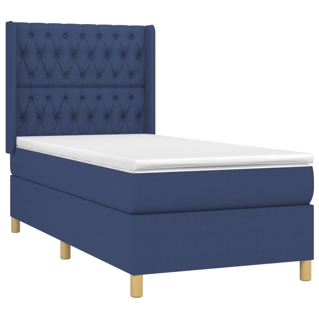 Thumbnail - vidaXL Boxspringbett mit Matratze Blau 100x200 cm Stoff